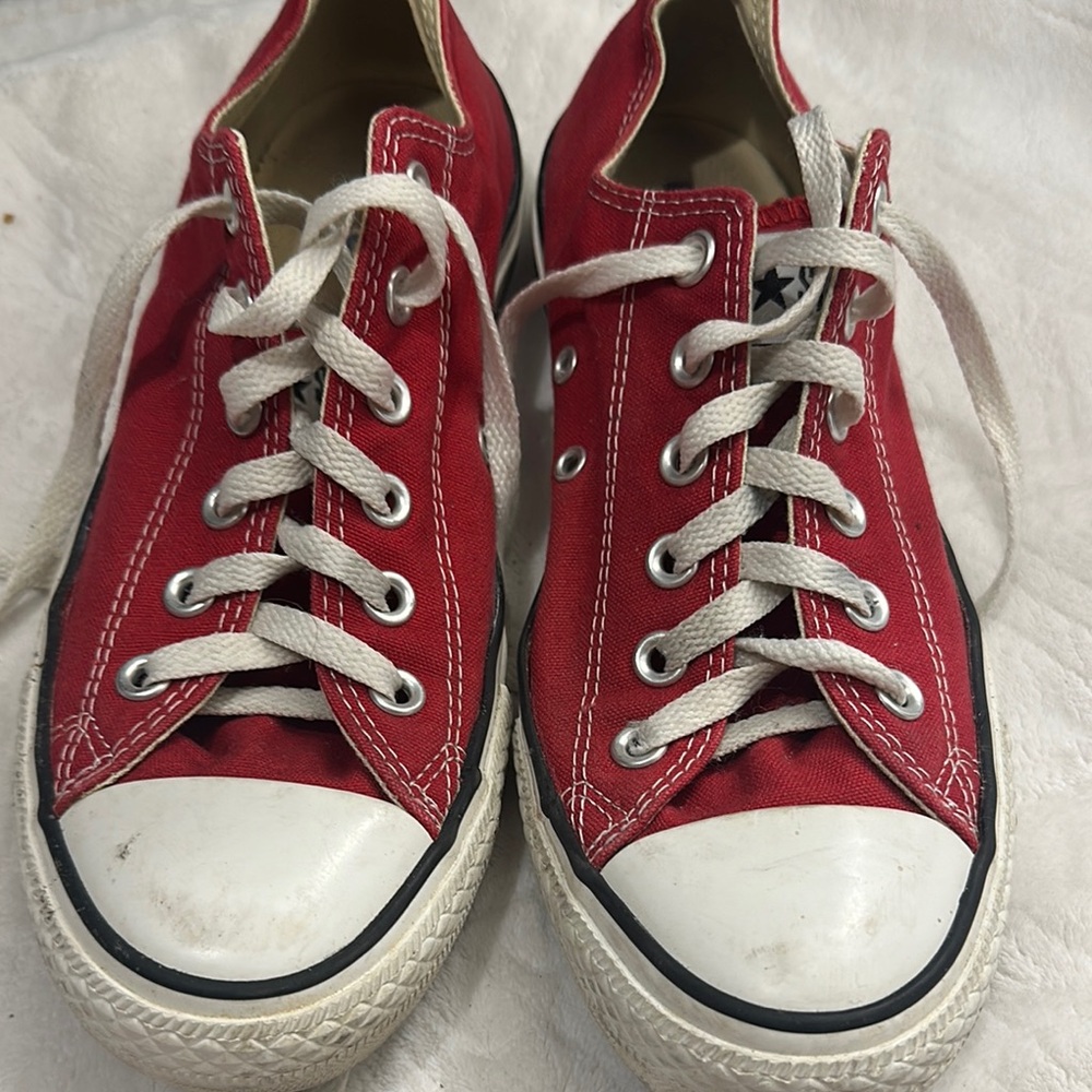 Converse Red Canvas Shoes with White Accents